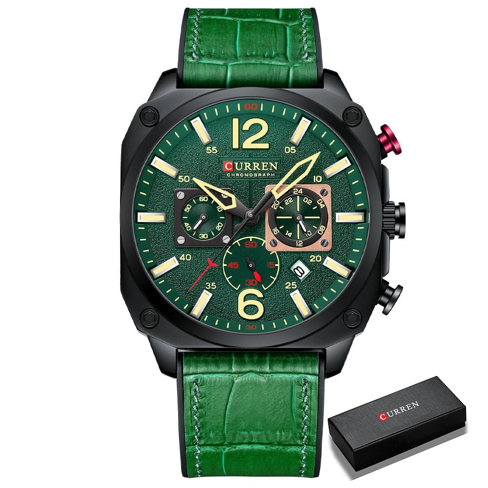 A imagem mostra o relógio da cor verde.