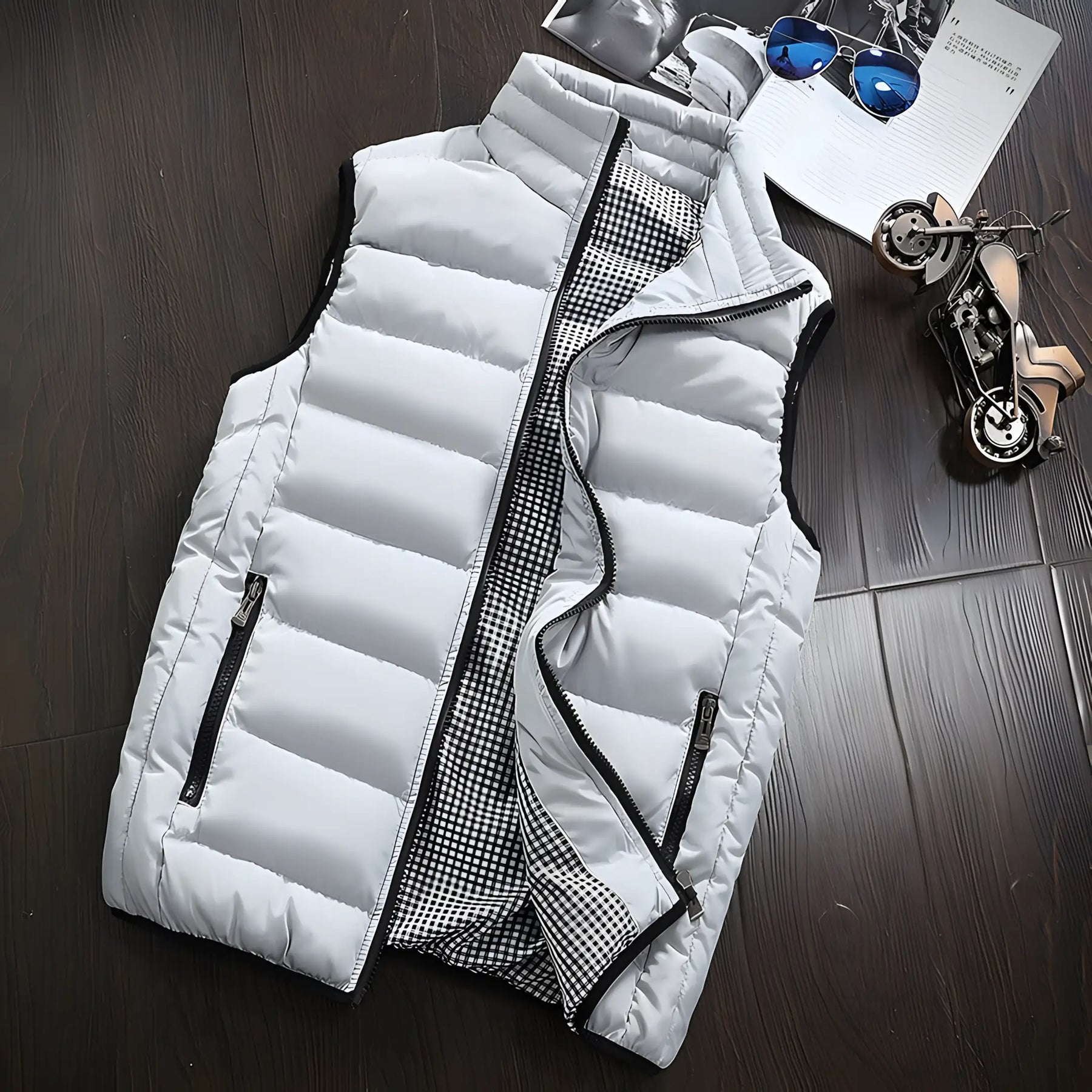 colete masculino puffer cinza