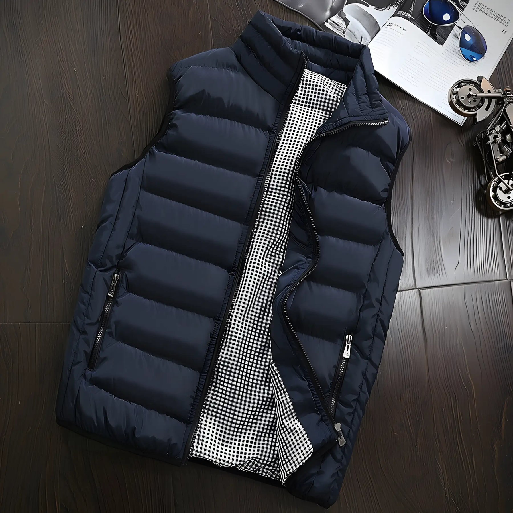 colete masculino puffer azul marinho