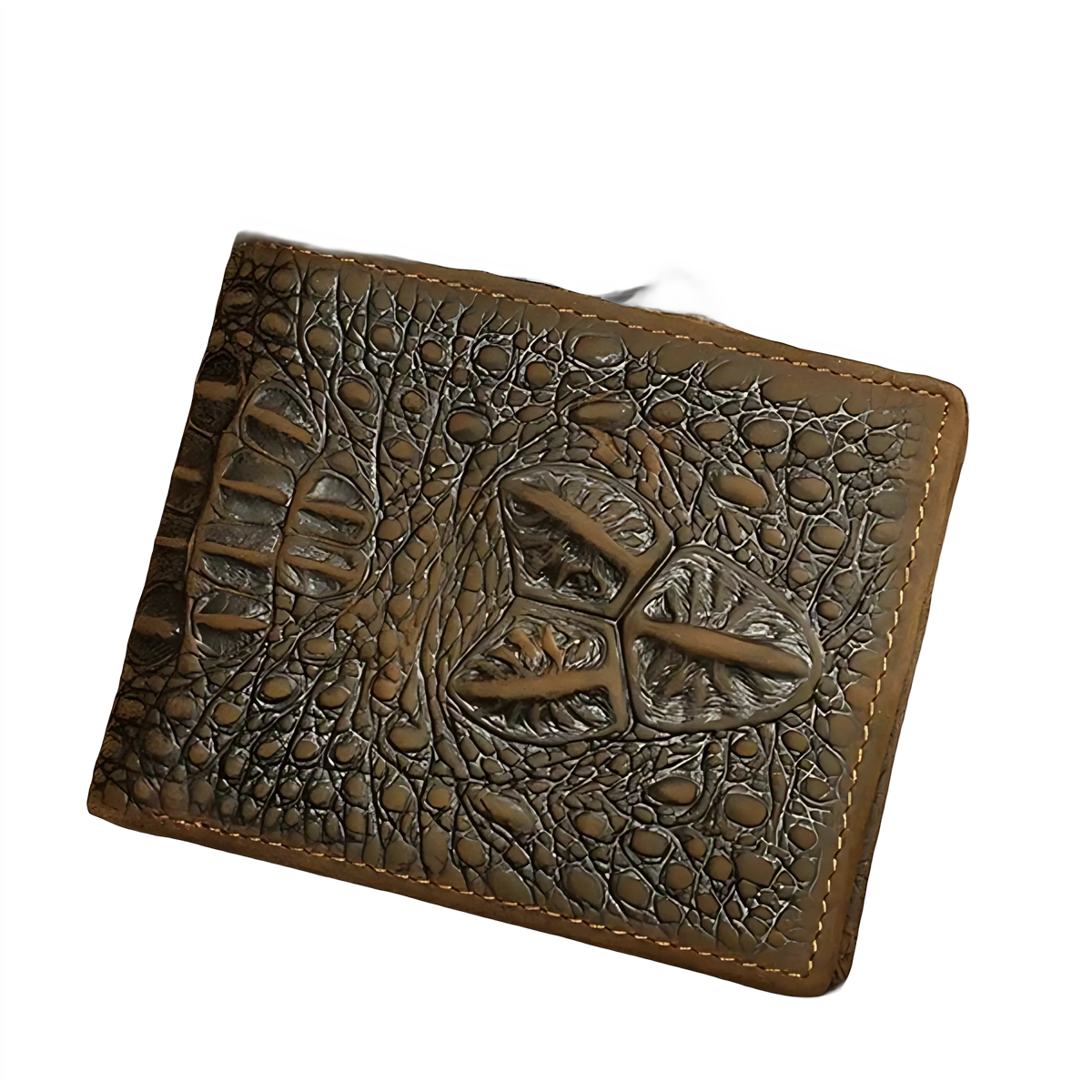 Carteira de couro com estampa croco, elegante e durável, ideal para homens.