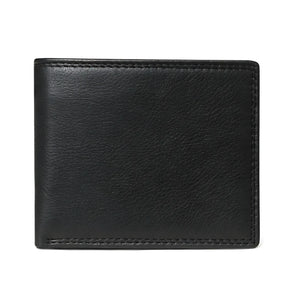 Carteira de couro preto masculina, elegante e prática para uso diário.