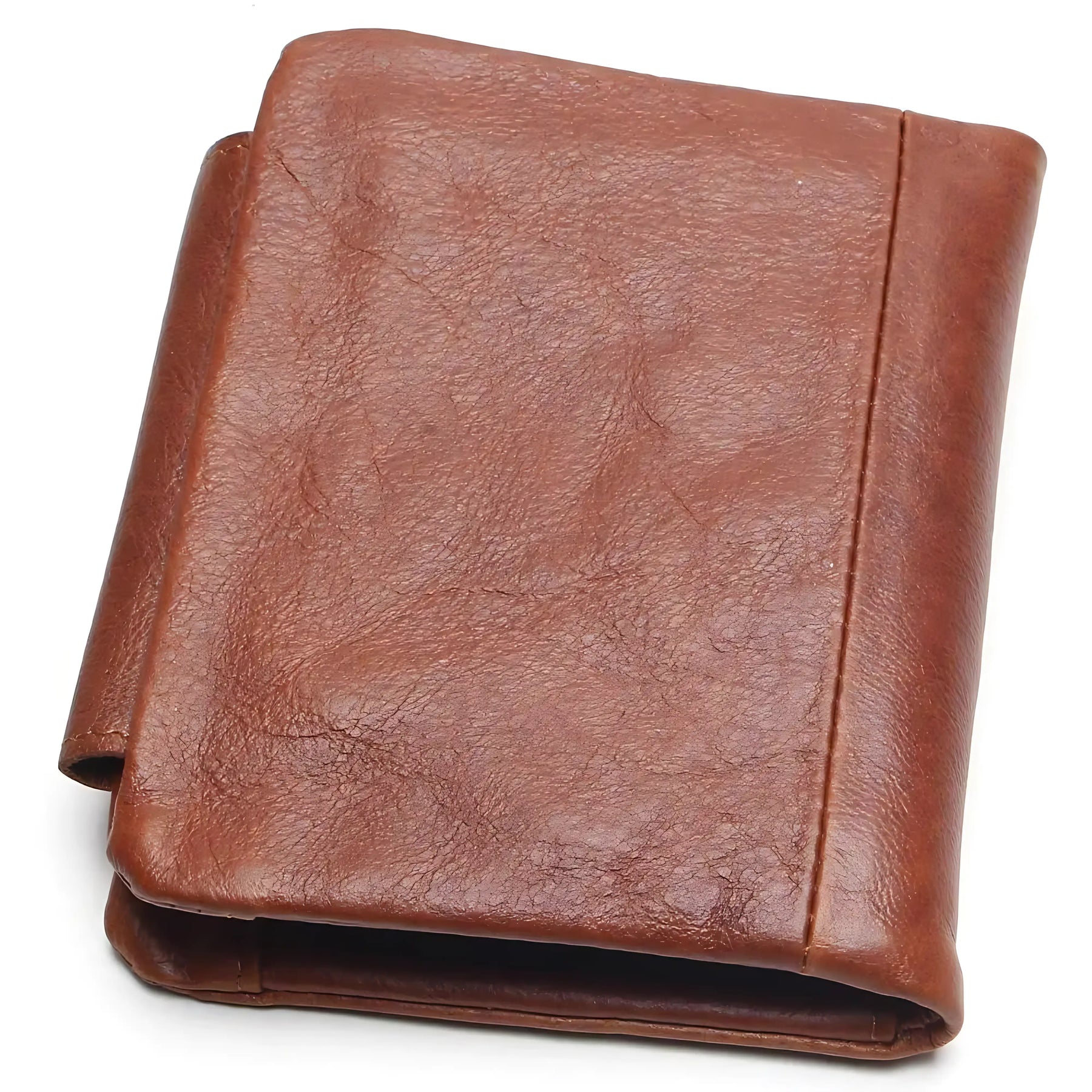 Carteira de couro marrom, material resistente e design elegante para uso diário.