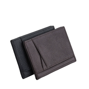Porta-cartões em couro nas cores preto e marrom, com design prático e elegante.