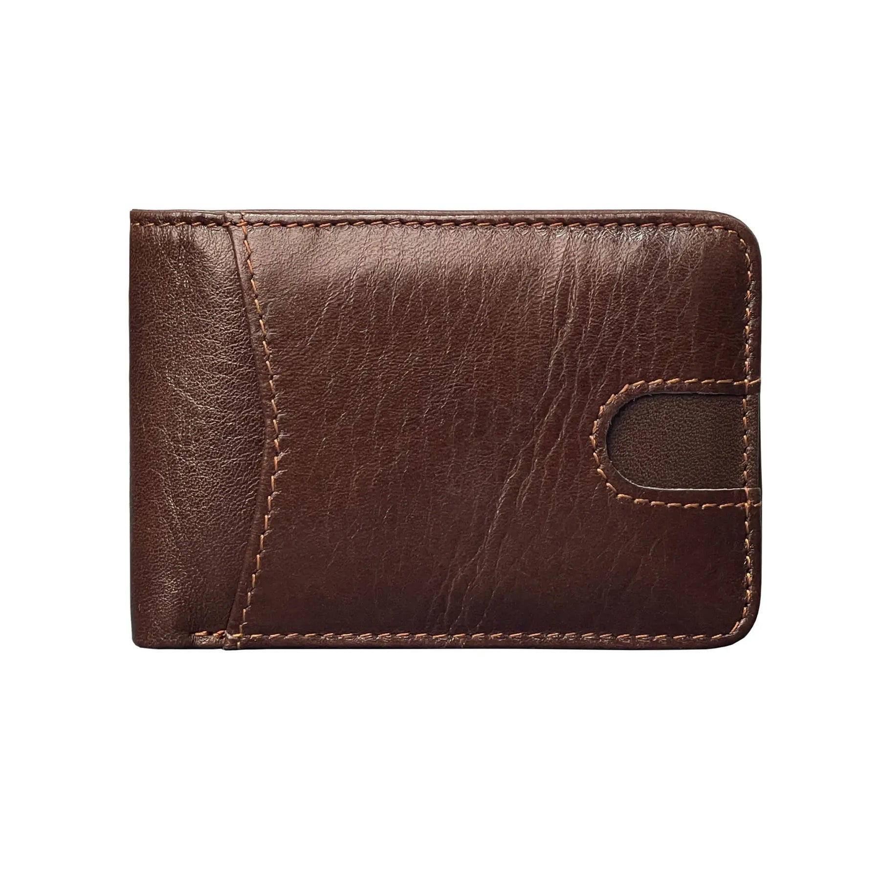 Carteira Masculina Bifold em Couro Genuíno com Proteção RFID Design Retrô e Compartimentos para Cartões e Dinheiro