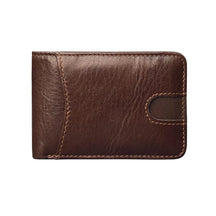 Carteira Masculina Bifold em Couro Genuíno com Proteção RFID Design Retrô e Compartimentos para Cartões e Dinheiro