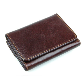 Carteira Masculina Trifold em Couro Genuíno com Proteção RFID e Grande Capacidade Multiuso