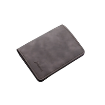 Carteira masculina cinza em couro sintético com design elegante e moderno.