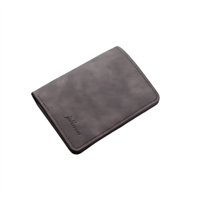 Carteira masculina cinza em couro sintético com design elegante e moderno.