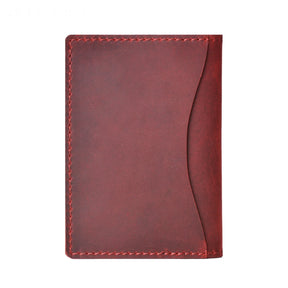 Carteira Masculina Bifold Slim em Couro Legítimo Minimalista para Cartões com Design Compacto e Elegante