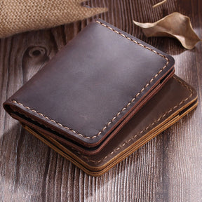 Porta Cartão Masculino em Couro Genuíno Artesanal com Design Casual e Acabamento Rústico