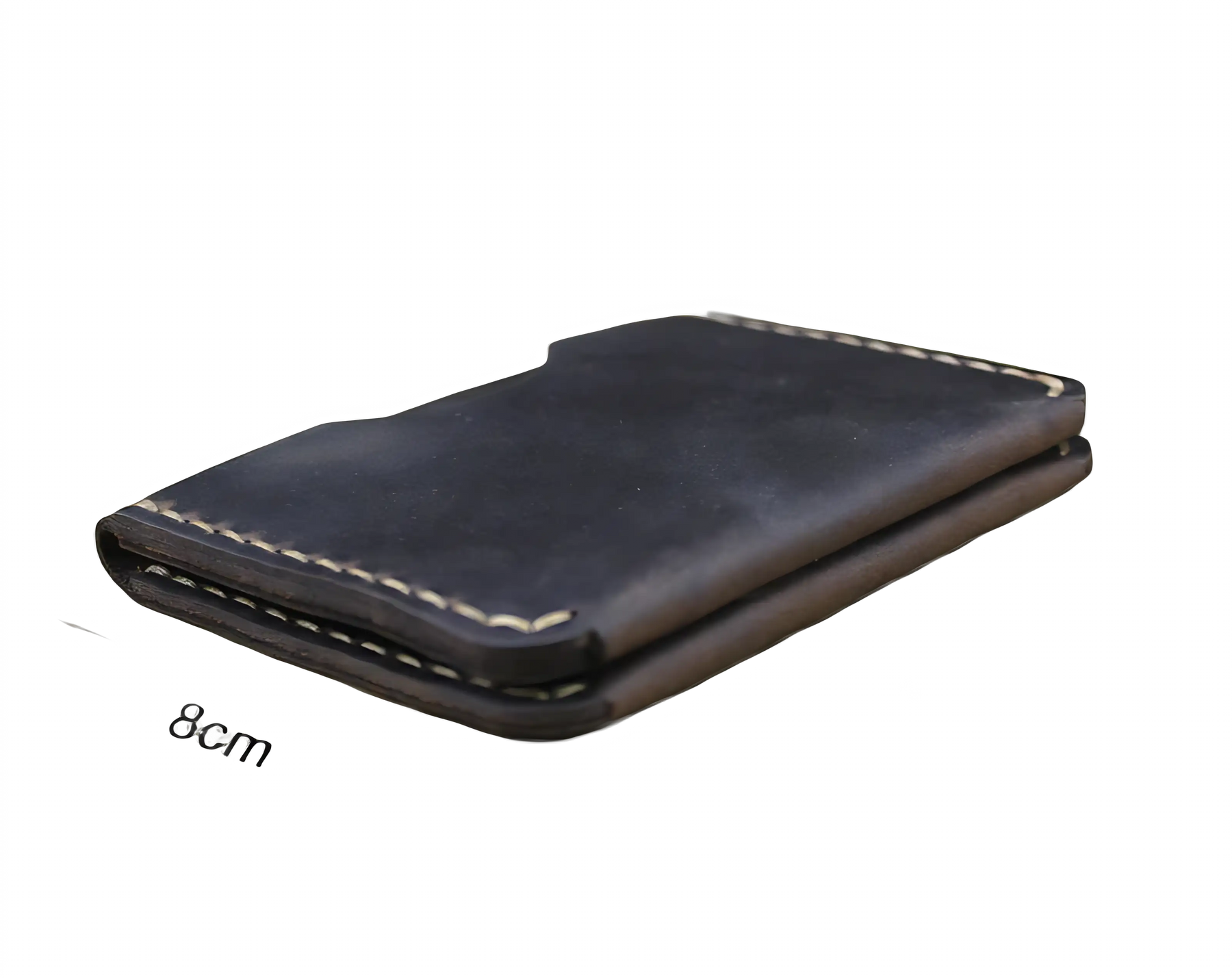 Carteira de couro masculina marrom, dimensões 8cm x 11cm x 1cm.