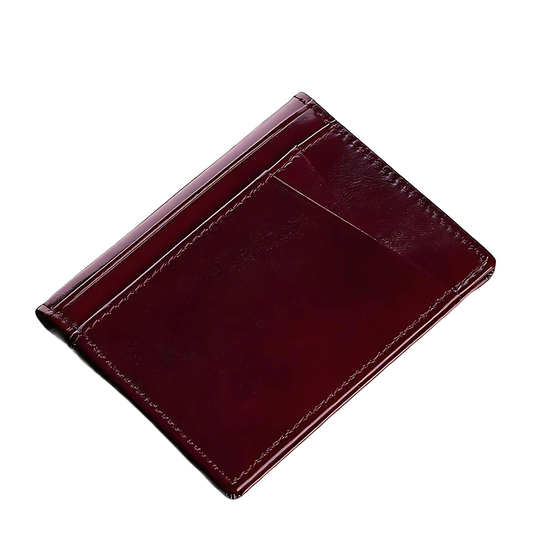 Carteira de couro de cera na cor carmesim, elegante e sofisticada para uso diário.