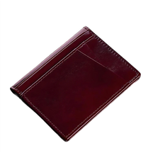 Carteira de couro de cera na cor carmesim, elegante e sofisticada para uso diário.