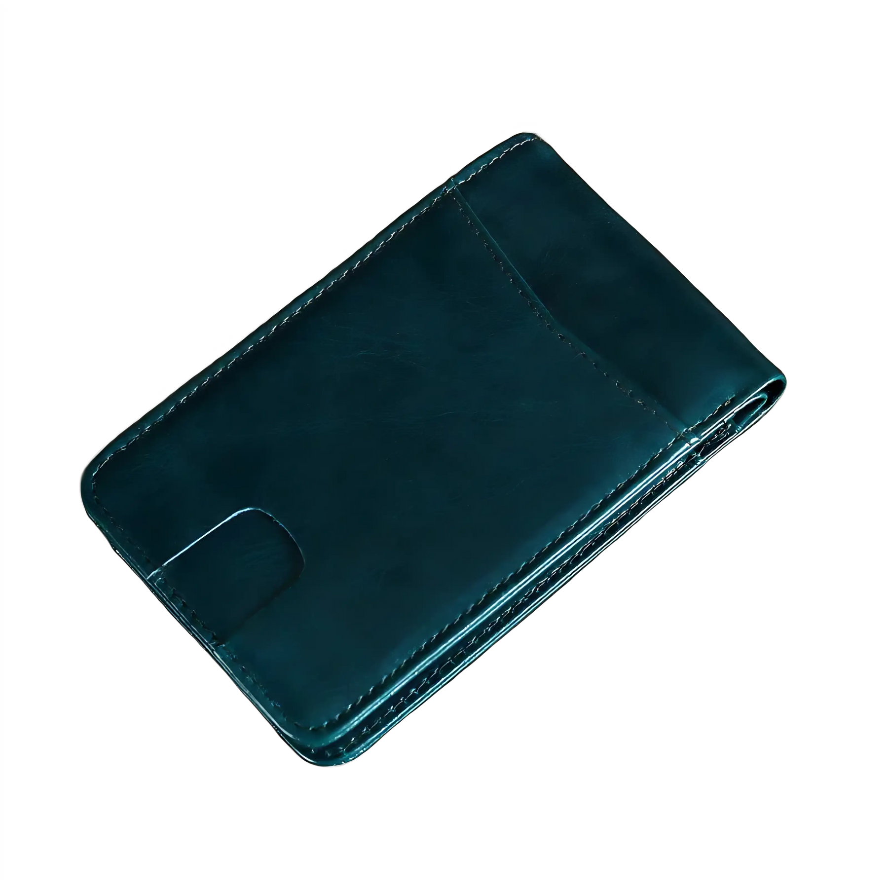 Carteira masculina azul em couro, elegante e prática para uso diário.