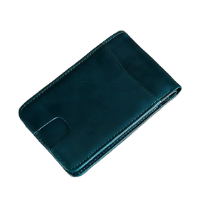 Carteira masculina azul em couro, elegante e prática para uso diário.