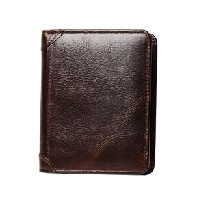 Carteira de couro marrom, estilo clássico e elegante, ideal para organização.
