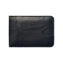Carteira masculina de couro preto, design elegante e prático para cartões.