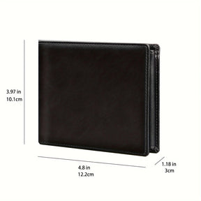 Carteira Masculina Trifold em Microfibra Sintética com Proteção RFID Anti-furto e Grande Capacidade
