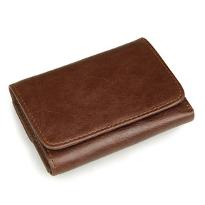 Carteira Masculina Trifold em Couro Genuíno com Proteção RFID e Grande Capacidade Multiuso