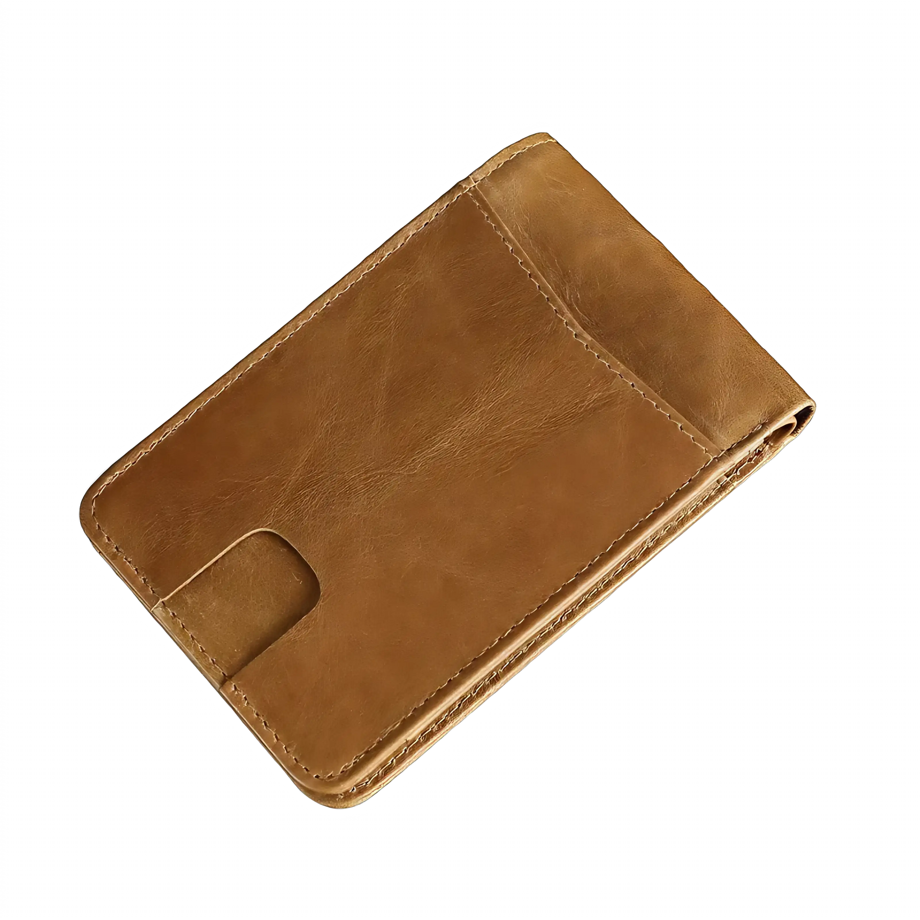 Carteira de couro marrom, estilo moderno, ideal para cartões e documentos.