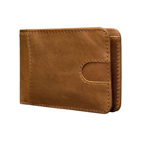 Carteira Masculina Bifold em Couro Genuíno com Proteção RFID Design Retrô e Compartimentos para Cartões e Dinheiro