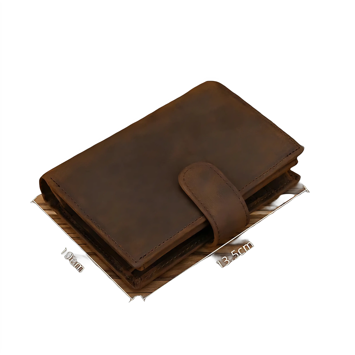Carteira masculina de couro marrom, compacta e elegante para cartões e dinheiro.