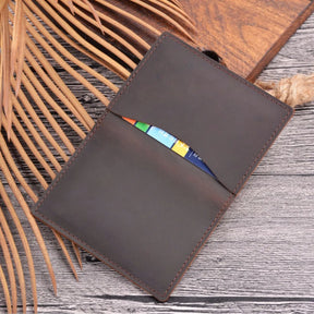 Carteira Masculina Bifold Slim em Couro Legítimo Minimalista para Cartões com Design Compacto e Elegante
