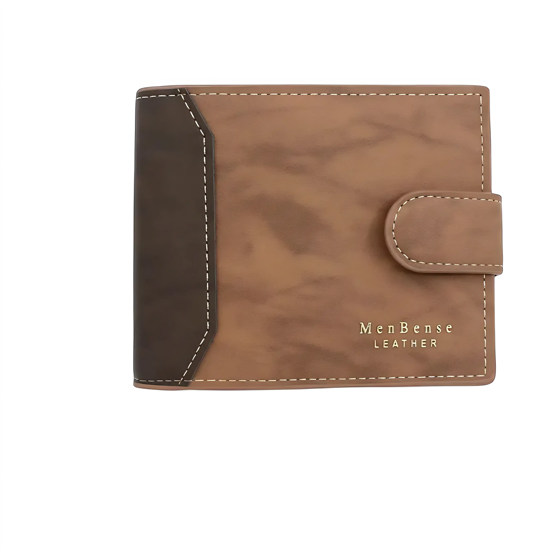 Carteira masculina de couro marrom MenBense, com design elegante e medidas práticas.
