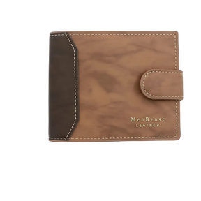 Carteira masculina de couro marrom MenBense, com design elegante e medidas práticas.