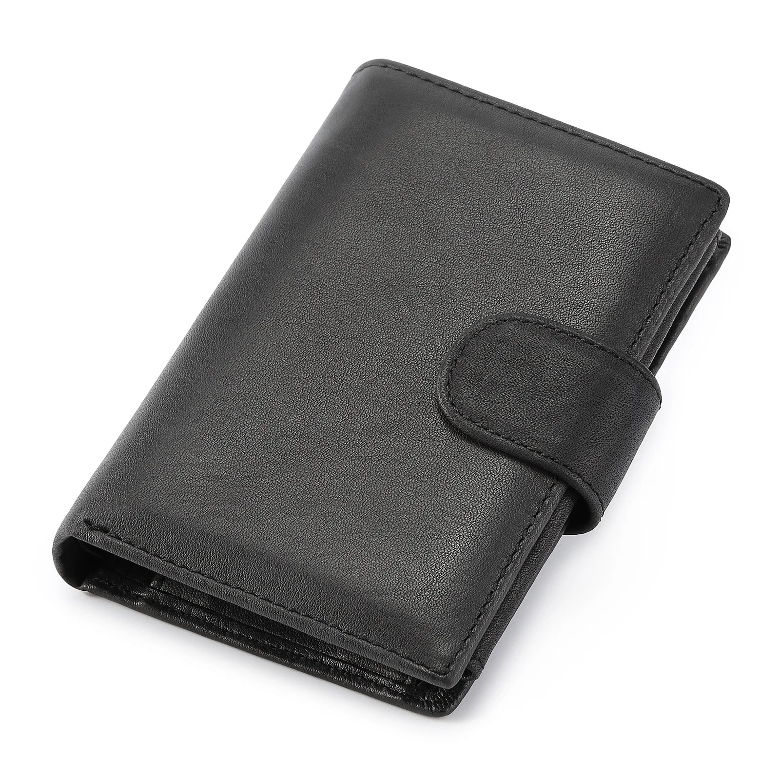 Carteira Masculina em Couro Legítimo com Proteção RFID Fecho Hasp Estilo Vintage Compacta
