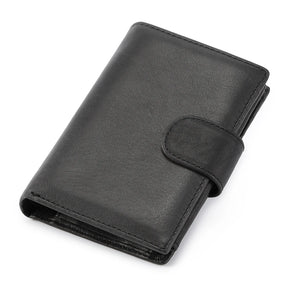 Carteira Masculina em Couro Legítimo com Proteção RFID Fecho Hasp Estilo Vintage Compacta