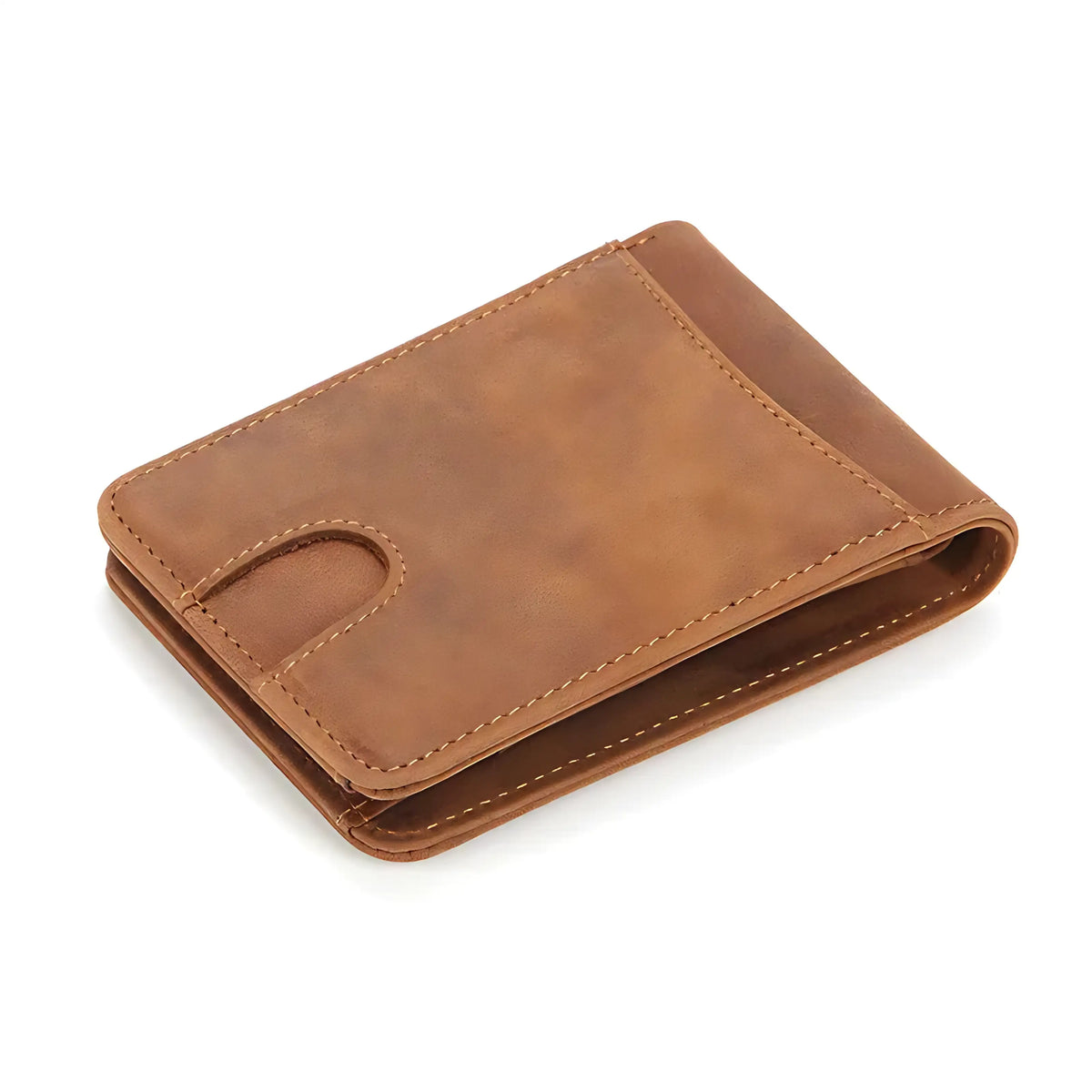 Carteira de couro marrom, prática e elegante, ideal para organização de cartões.