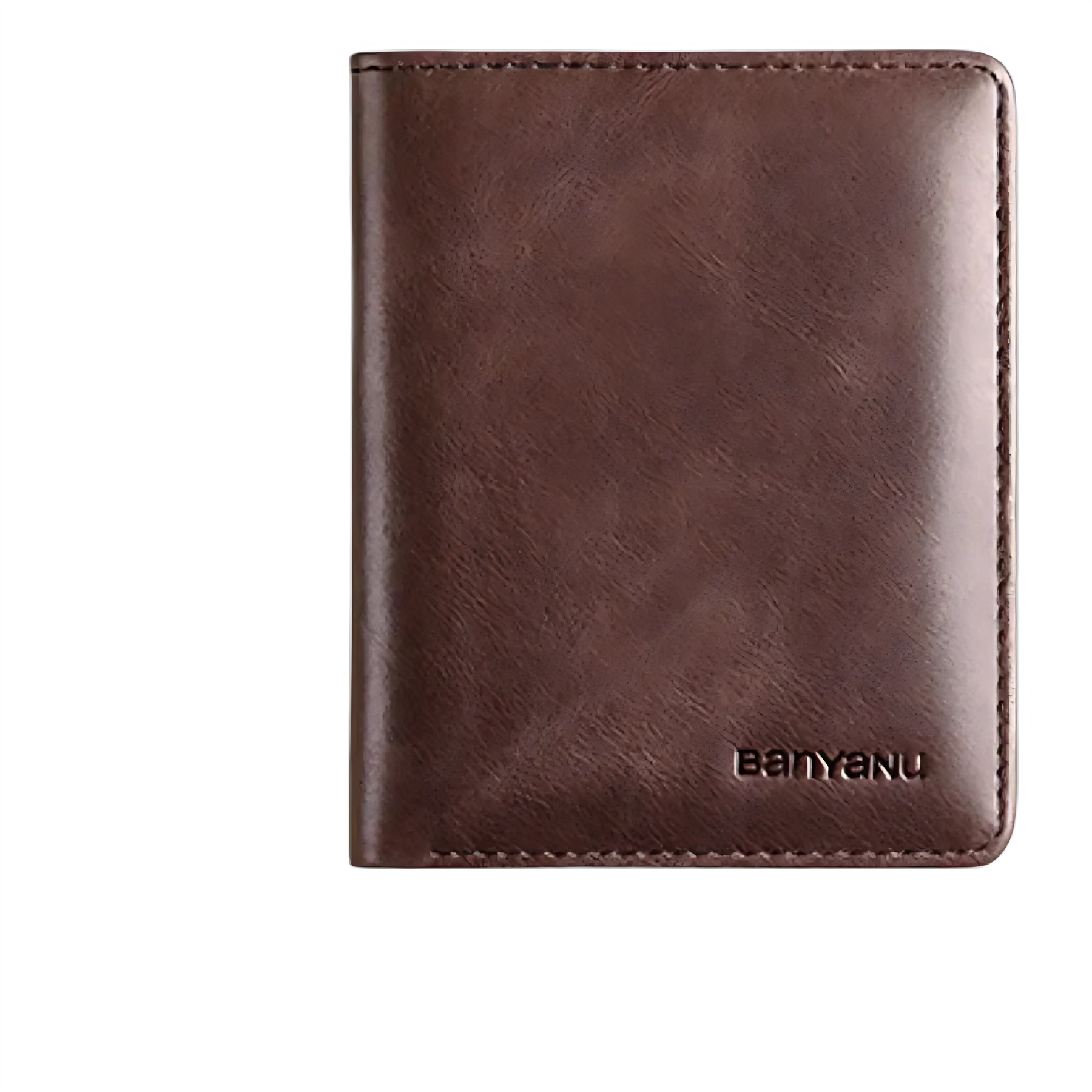 Carteira masculina marrom, dimensões 11x8,5cm, material sintético, ideal para uso diário.