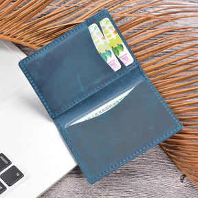 Carteira Masculina Bifold Slim em Couro Legítimo Minimalista para Cartões com Design Compacto e Elegante