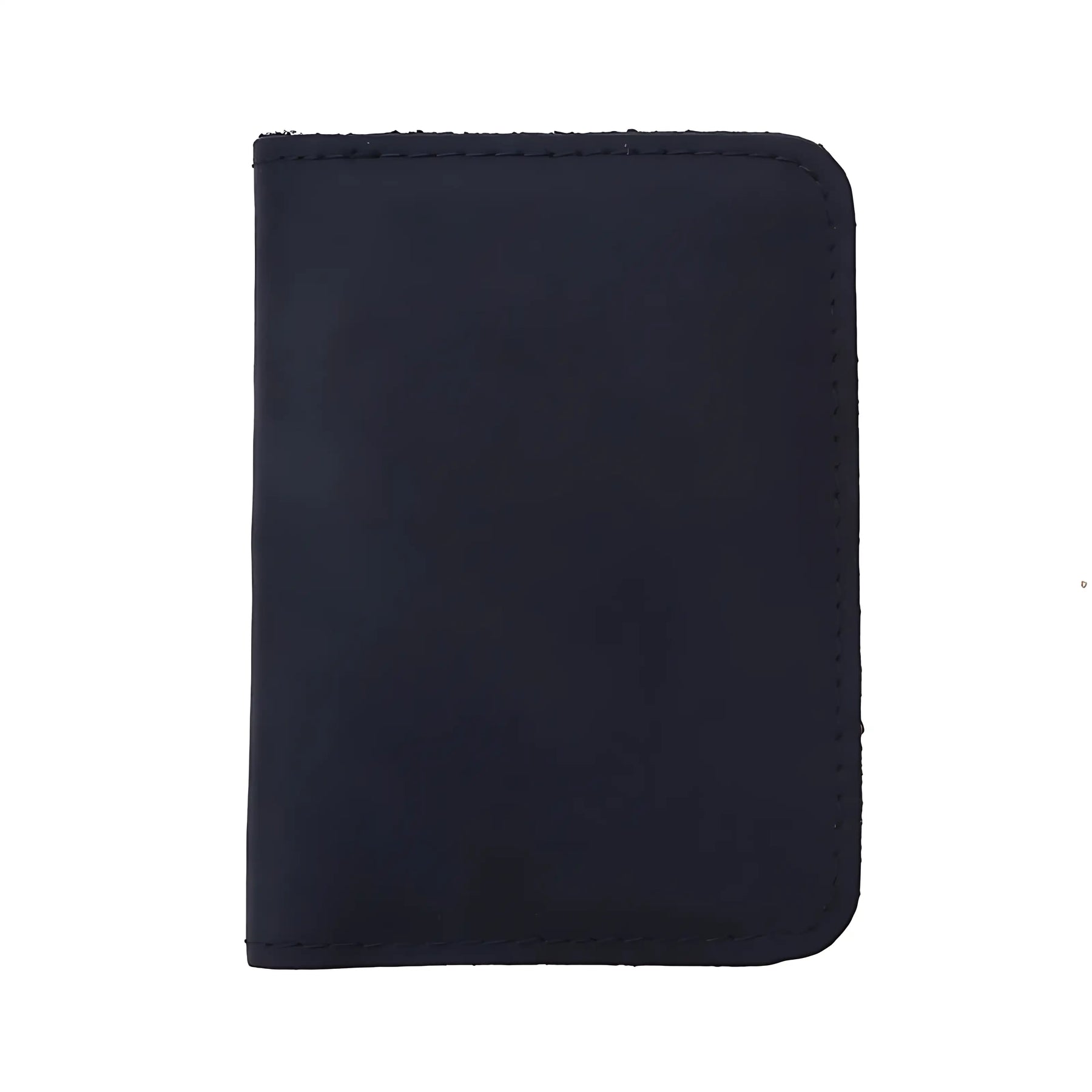Carteira de couro sintético preta, compacta e elegante para organizar documentos.