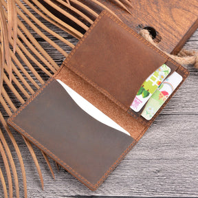Carteira Masculina Bifold Slim em Couro Legítimo Minimalista para Cartões com Design Compacto e Elegante