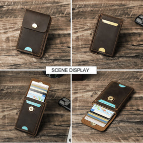 Carteira Masculina RFID Slim em Couro Legítimo com Proteção RFID e Design Vintage com Fecho Seguro