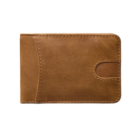 Carteira Masculina Bifold em Couro Genuíno com Proteção RFID Design Retrô e Compartimentos para Cartões e Dinheiro