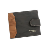 Carteira de couro masculina preta e marrom, design elegante e compacto.