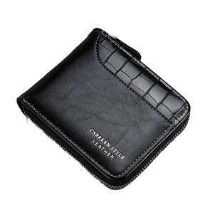 Carteira masculina em couro preto, estilo sofisticado e elegante.