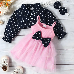 Conjunto infantil menina jaqueta e vestido na cor rosa
