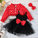 Conjunto infantil menina jaqueta e vestido na cor vermelho.