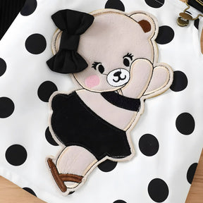 conjunto infantil para menina body e vestido bordado com destaque o urso bordado.
