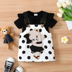 conjunto infantil para menina body e vestido bordado montadinhos.
