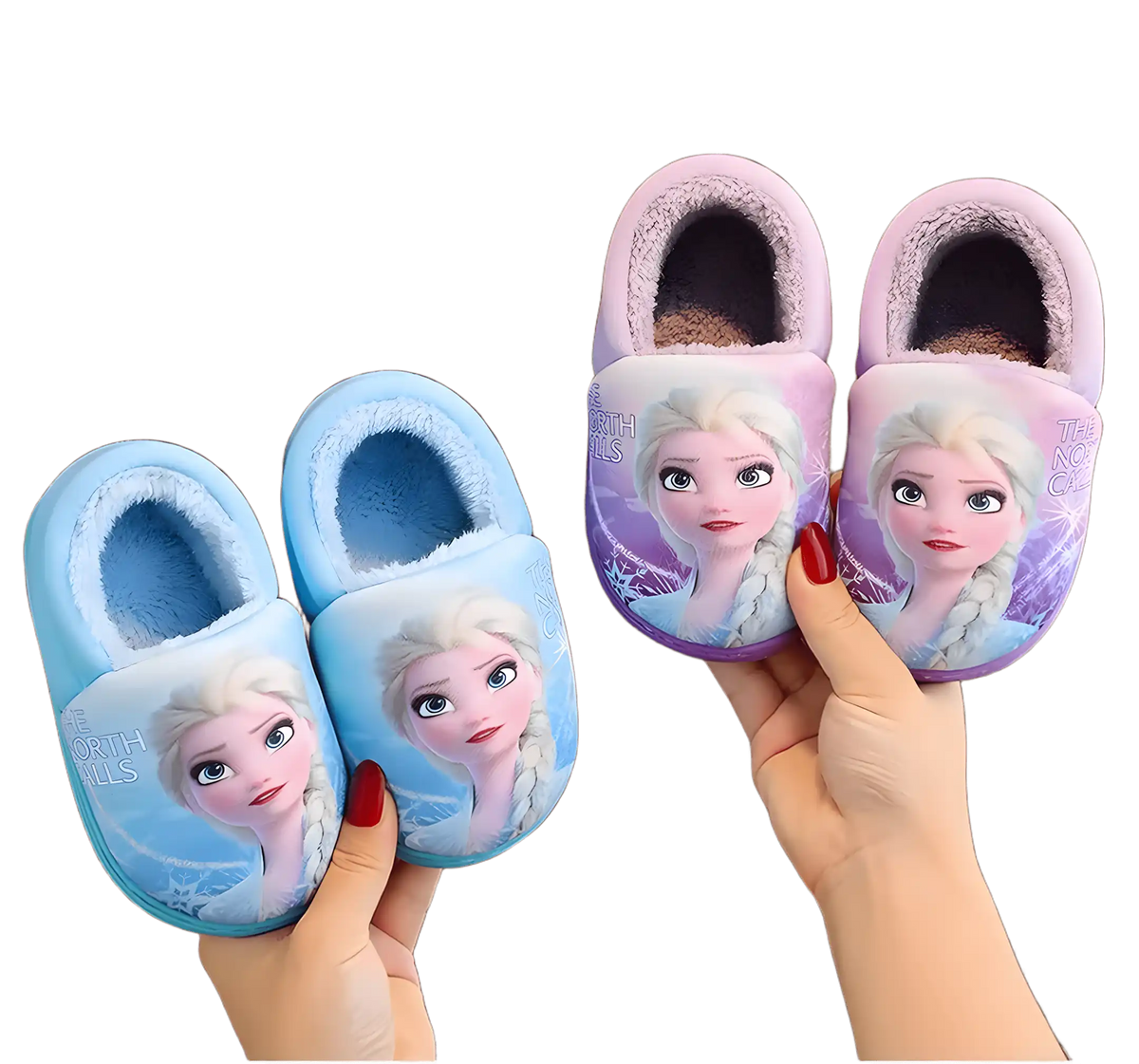 Pantufa Infantil Feminina Princesa Elsa Frozen Forro Pelúcia Palmilha PU