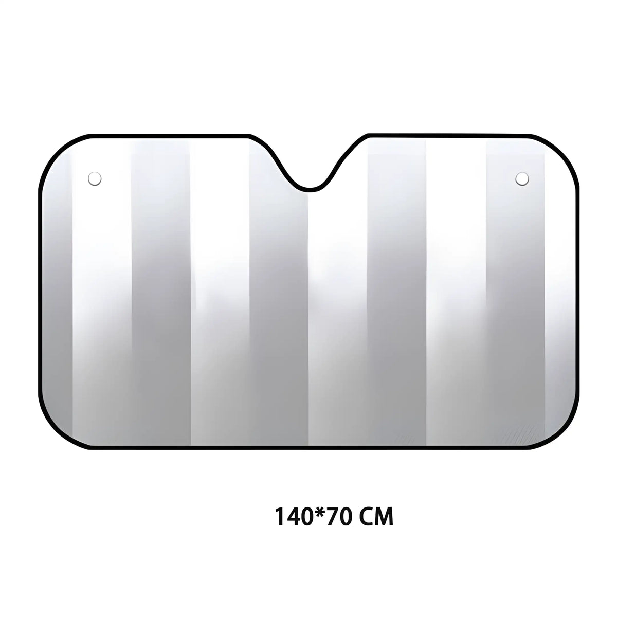 modelo de tamanho 140x70cm do protetor solar de para-brisas em um fundo branco.