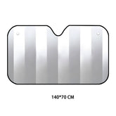 modelo de tamanho 140x70cm do protetor solar de para-brisas em um fundo branco.