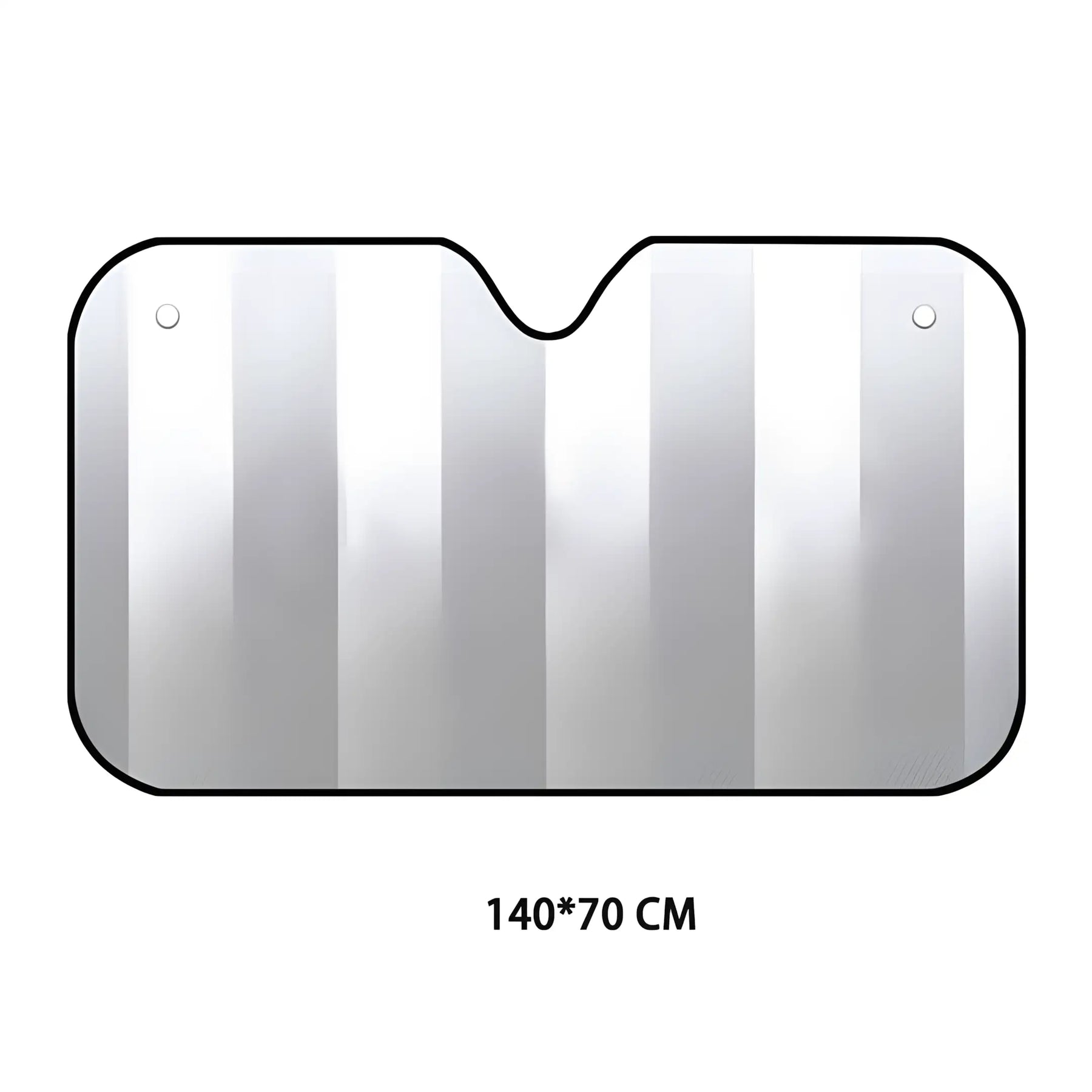 modelo de tamanho 140x70cm do protetor solar de para-brisas em um fundo branco.