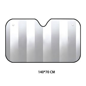 modelo de tamanho 140x70cm do protetor solar de para-brisas em um fundo branco.