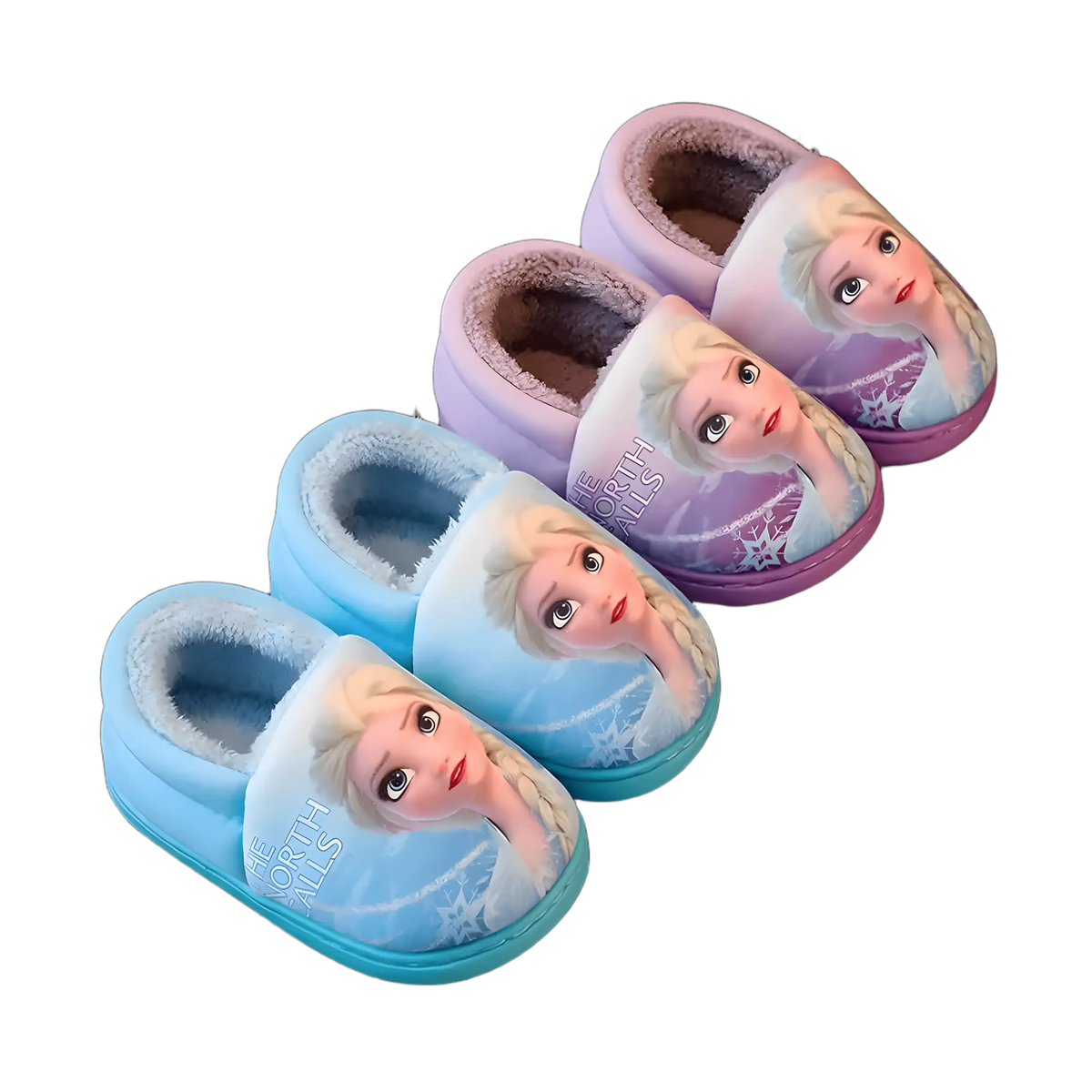 Sapato infantil feminino frozen modelo cor azul e roxo.